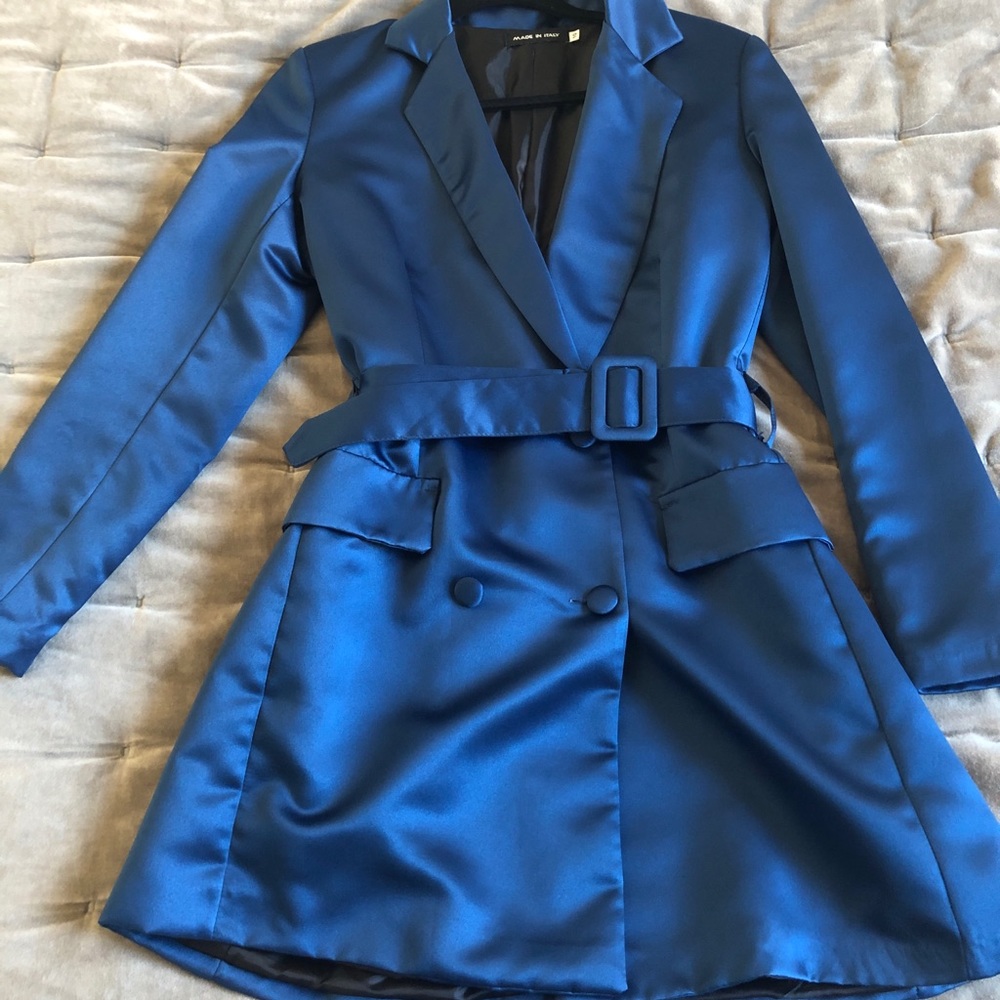 Silk blue blazer dress